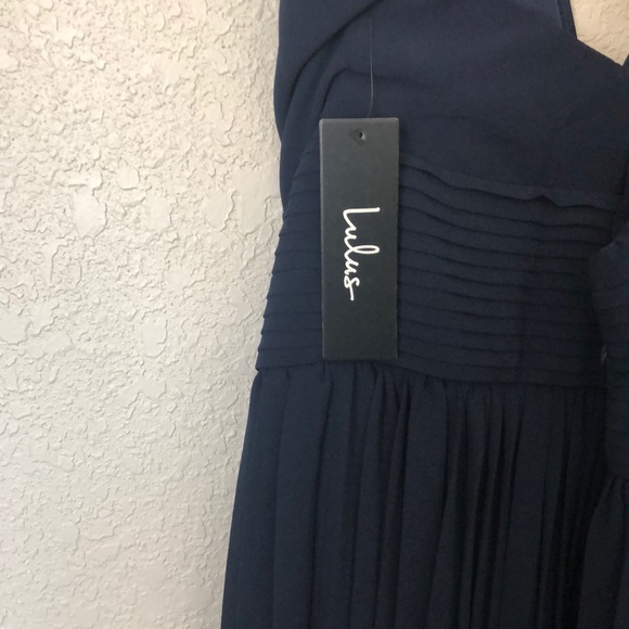 Lulu’s Navy Blue Pleated Midi Dress - Picture 4 of 4